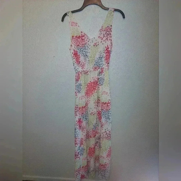 Lucky Brand Women's Size XS White Floral Summer Flowy Waist Tie Maxi Dress - Picture 2 of 7